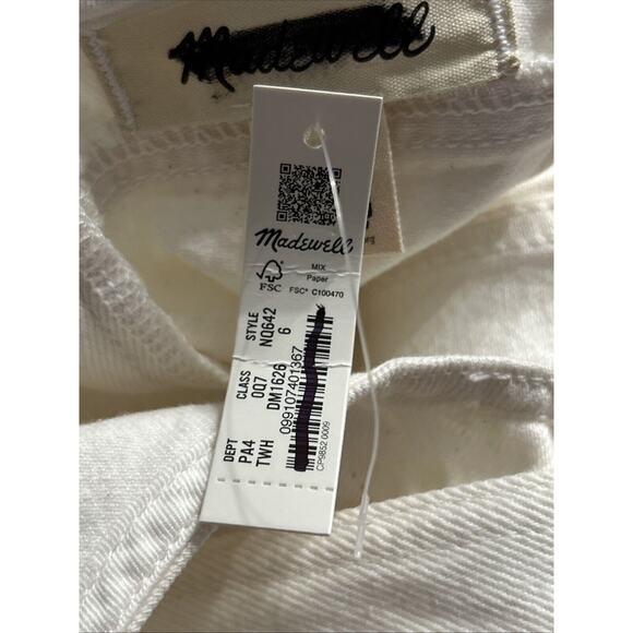 Madewell Womens Denim A-Line Mini Dress Sleeveless Square Neck Cream Size 6 NWT - Picture 9 of 9